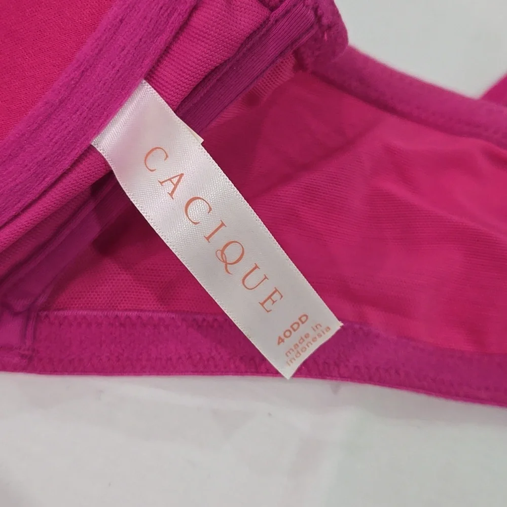 Cacique Magenta And Gray Boost Plunge Front Closure Racerback 40DD - Picture 5 of 6